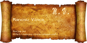 Mancsu Vince névjegykártya